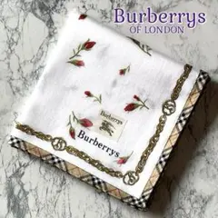 ꕤ︎︎未使用ꕤ︎︎バーバリー ハンカチ ノバチェック ローズ 蕾 チェーン ロゴ 花
