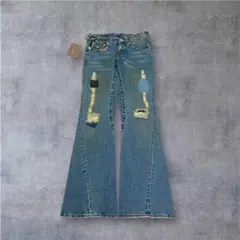 未使用★TRUERELIGIONデニム フレア ダメージ Y2K 27 ギャル