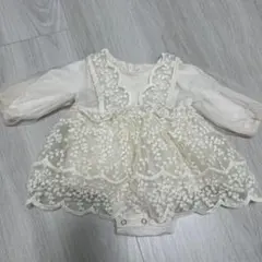 アイボリー レース付きロンパース ベビードレス