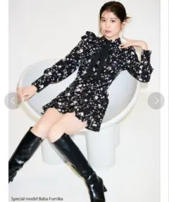 スナイデル Sustainableプリントフリルミニワンピース