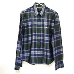 美品△SOPHNET. 長袖シャツ L チェック 紺 オリーブ ボタンダウン 