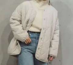 アイボリー　キルティングジャケット フリーサイズ