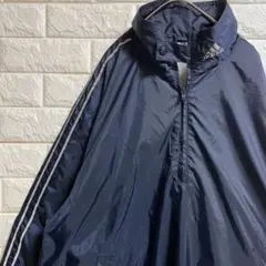 ⭕️adidas  ハーフジップジャケット　スナップボタン⭕️大き目size M