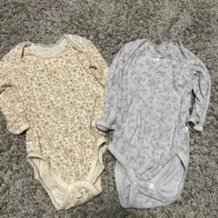 花柄コットン長袖ベビー肌着2点セット