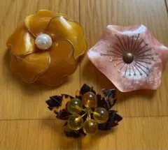 花形ブローチセット（3点）