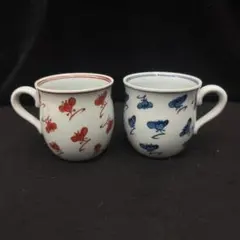 新品未使用】有田焼 源右衛門窯 マグカップ 2個セット 赤絵唐草文/染付