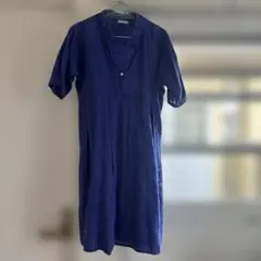 fog linen work ネイビー シャツワンピース 半袖