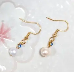 バロックパール❣ラインストーン❣ピアス　天然石　No.82