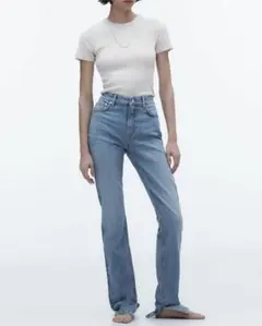 新品 ZARA ザラ SPRIT SLIM パンツ ライトブルー EUR32