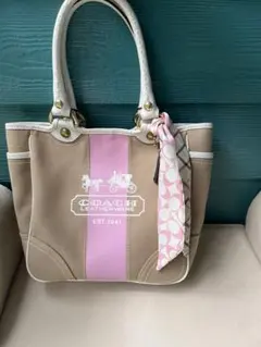 COACH トートバッグ ベージュ ピンク