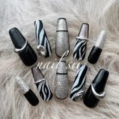 【現品】ネイルチップ ゼブラ ギャル