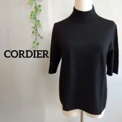 コルディア 黒 ハイネック 半袖 ニット カシミヤ混 ブラック