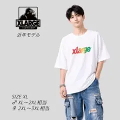良品　XLARGE　ロゴプリント　マルチカラー　ゆるダボ　半袖Tシャツ　白　XLのサムネイル