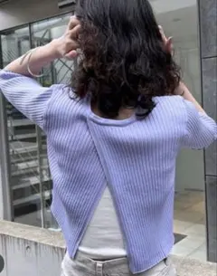 mystic バックスリット半袖ニット