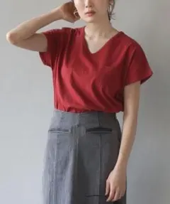 ポケットTシャツ［Vネック］ 汗染み防止 LL-3L RED 2065のサムネイル