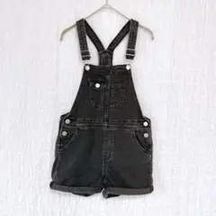 3751 H&M キッズ　130㎝　ブラックデニム　ショートサロペット