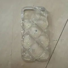 iPhone12用ケース キルティング クリア シルバーラメ入り