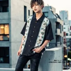 Paradise Collection パネルボーダー 黒 レーヨン L 半袖のサムネイル
