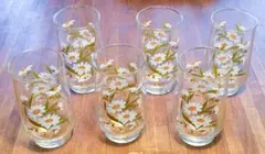 昭和レトロ グラス　　6個セット　花柄