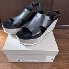 ファビオルスコーニ 23cm 厚底ベルトサンダル 本革 アンクルストラップ