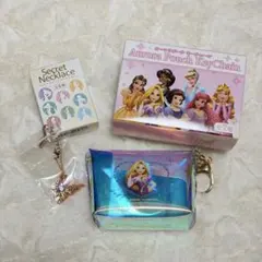 ディズニー「シークレットネックレス、オーロラポーチキーチェーン」ラプンツェル