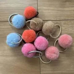 カラフルポンポンヘアゴム10個セット