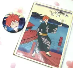 ハイキュー　日向翔陽　排球四季景夏ノ陣　色紙、缶バッジセット
