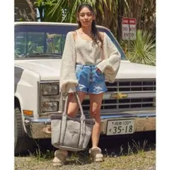 kahikoカヒコAlohaロゴ フェイクファーショルダーバッグ グレー