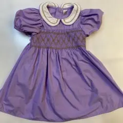 SHEIN パープル フリル襟 ワンピース