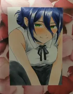 手描きイラスト チェンソーマン レゼ ファンアート ハガキサイズ