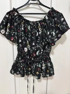 花柄オフショルダーシャツ 半袖