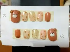 クマデザイン ネイルチップ ブラウン