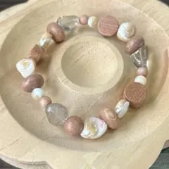 ブレスレット 天然石 ウッドビーズ