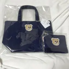 【新品】オールドテディ　ワッペントートバッグ　ポーチ　Lサイズ　ネイビー