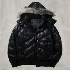 y2k ファー プレミアムダウンジャケット 短丈 平成 お兄系 光沢 グランジ