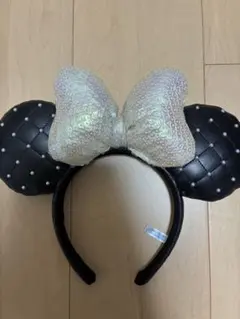 ディズニー　カチューシャ　ミニー　ブラック　キルティング