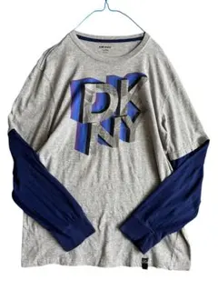 【DKNY 】長袖 グレー/ネイビー　XLサイズ 古着　海外