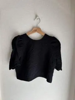 【即日発送】 mystic ギャザー使いブラウス　ブラック