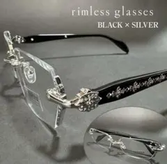 伊達メガネ　韓国　リムレス メガネシルバー 眼鏡 サングラス