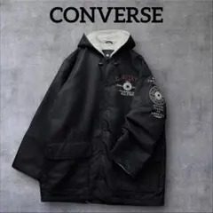90s CONVERSE ボアジャケット ナイロン 黒 刺繍ロゴ M