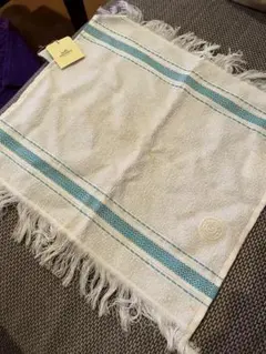 HERMES タオルハンカチ ホワイト/ターコイズ