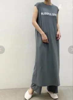 ジェラートピケ レーヨン ロゴワンピース ロングパンツセットアップ ルームウェア