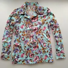 昭和レトロ　ヴィンテージ　花柄長袖ブラウス 9号