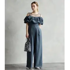 AIMER サテンオフショルダー オールインワン M パンツドレス オケージョンのサムネイル