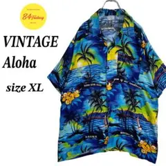 unknown　総柄シャツ　アロハ　かりゆしウェア　テロ感　ジャマイカ製　XL