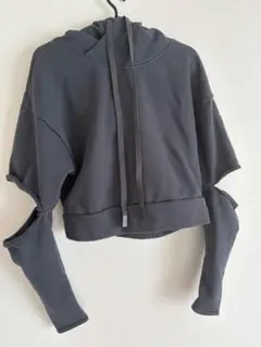 alo ダークグレー クロップドフーディ