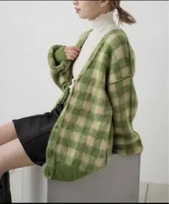 Kastane 起毛チェックカーディガン