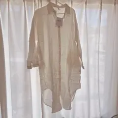 訳あり★シャツワンピース　レディース　ホワイト　ロングシャツ　長袖　白