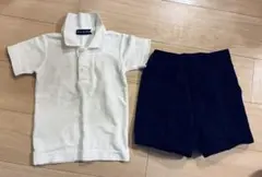 小学校受験用　3点セット　白ポロシャツ＆黒パンツ&ベストセット(100cm)