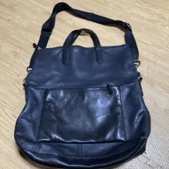 COACH レザー ショルダーバッグ ネイビー